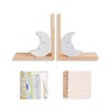 Nacnic Set of 2 Wooden Moon Bookends | Non-Slip Bookends