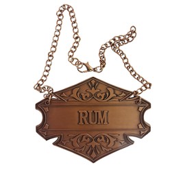 Decanter Tag with Adjustable Chain, Copper, 2.6 x 2 inches, Liquor Bottle Label (Rum tag)