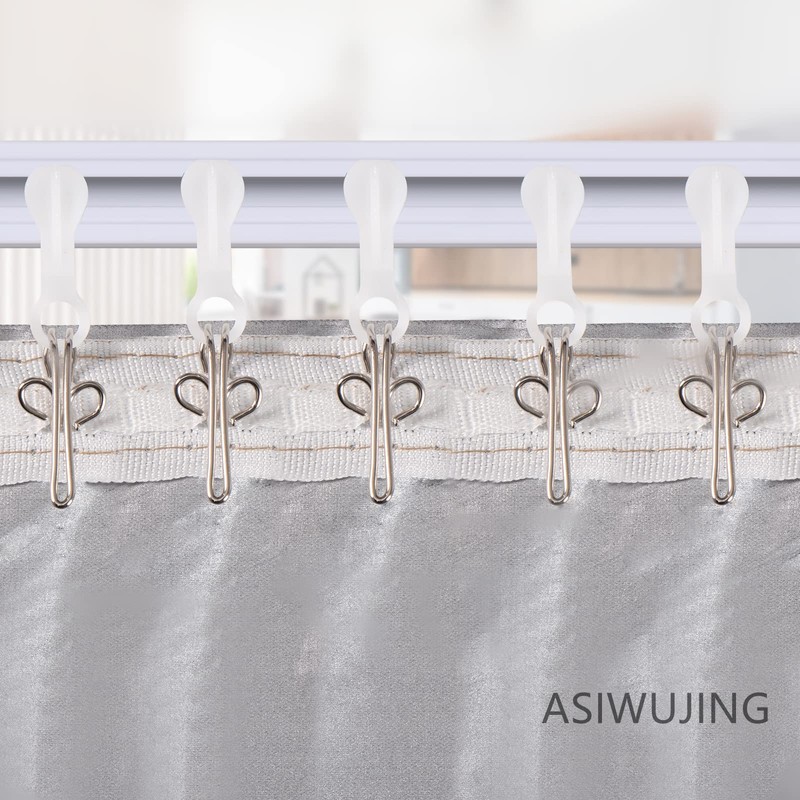 Curtain Glider Hooks White Plastic Curtain Hook (Pack of 25)