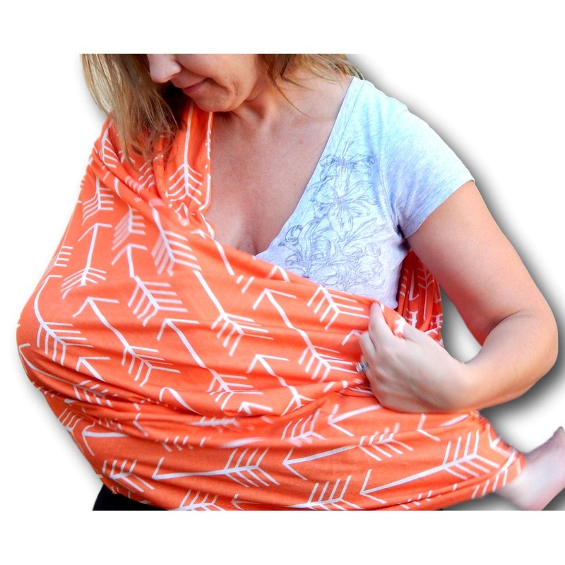 Infinity - Bufanda de lactancia para bebé, Orange w/White Arrows