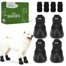 Dog Shoes for Small Medium Large Dogs, Waterproof Non-Slip Dog Snow Booties for Winter with Socks, Easy On & Off Pet Boots & Paw Protectors, Easy-Clean for Beach Outdoor Rain (Black L)