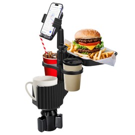 Pentasmile 4-in-1 Phone Holders for Your Car with Food Tray & Adjustable Phone Mount | Universal Cup Holder for Car, Road Trips & Trucker Use Car Phone Mount