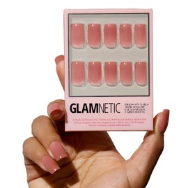 Glamnetic Press On Nails - Dusty Pink | Medium Square Fake Nails, Sheer Mauve Neutral, Reusable | 15 Sizes - 30 Nail Kit