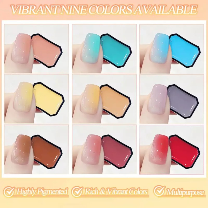 Gradient 그라디언트 페인팅 젤 9가지 색상의 옴브레 매니큐어 8Pcs 네일