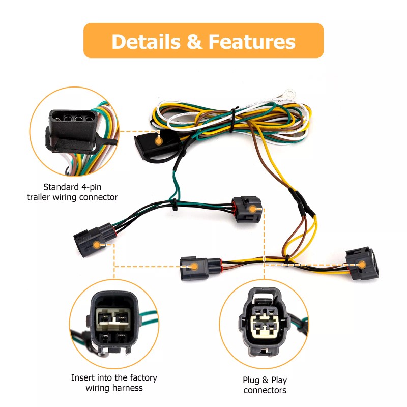 21ST For Jeep Wrangler TJ 1998-2006 Trailer Tow Light Wiring
