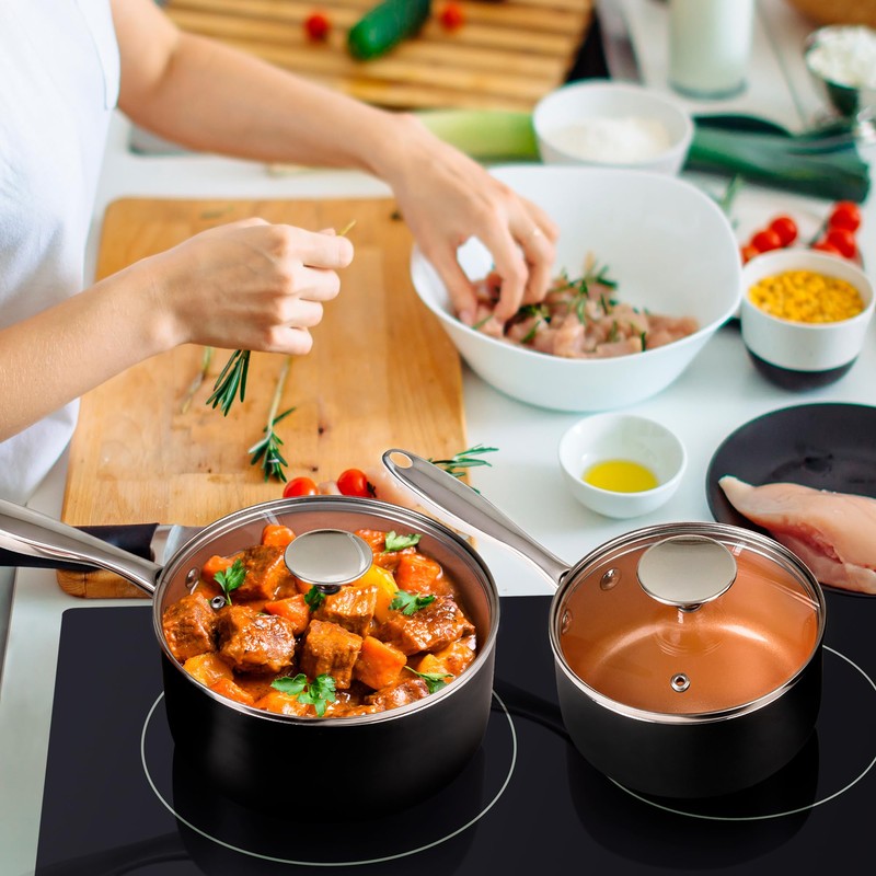 MICHELANGELO Sauce Pan Set, Ultra Nonstick Saucepan Set of 3,
