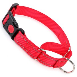Martingale Dog Collar with Buckle, Reflective Dog Choke Collar Escape Proof No Pull Cinch Dog Training Collars Adjustable for Small Medium Large Breed Pet Dogs, Red XL