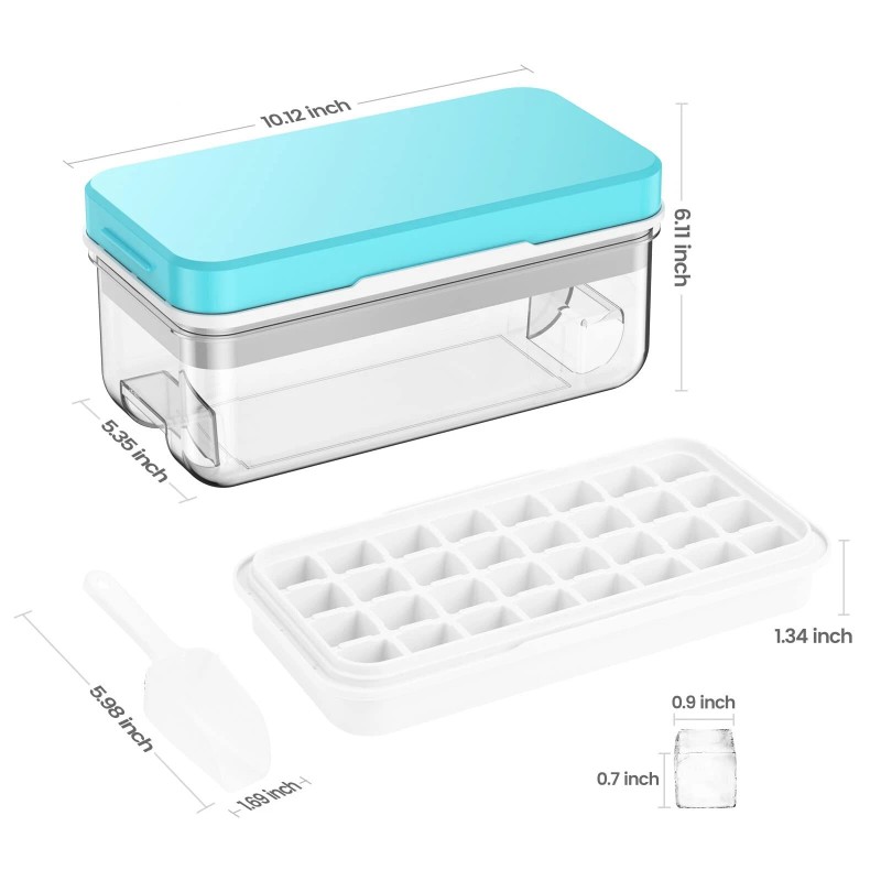 PHINOX Ice Cube Tray with Lid and Bin, 32 pcs