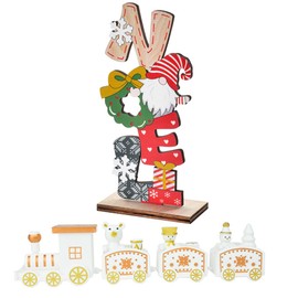 MKISHINE Christmas Train with Letters Ornament Decoration Christmas Table Bauble Letter Xmas Snow Santa Gift Toy Window Decoration