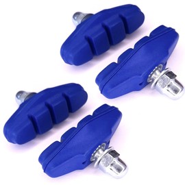 cyclingcolors 4 x Bicycle Brake Shoes 50 mm for Road Bike Rim Brake Pads with Bolt Thread Mounting Material Blue