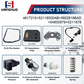 Automatic Transmission Filter Gasket Kit Lock-up Solenoid Set + Wire Harness 52118500AB For Jeep Grand Cherokee 2000-2007 Dodge Durango Ram 52118789.