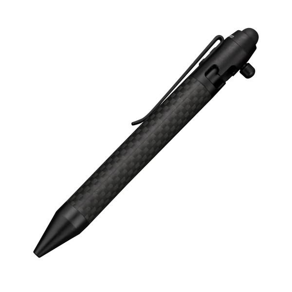 Cool Hand 4.9'' Carbon Fiber Bolt Action Pen Stylus for Touch Screen, Ballpoint Ink Refillable, Compact Size, Skelton Out Deep Pocket Clip for Easy Carring