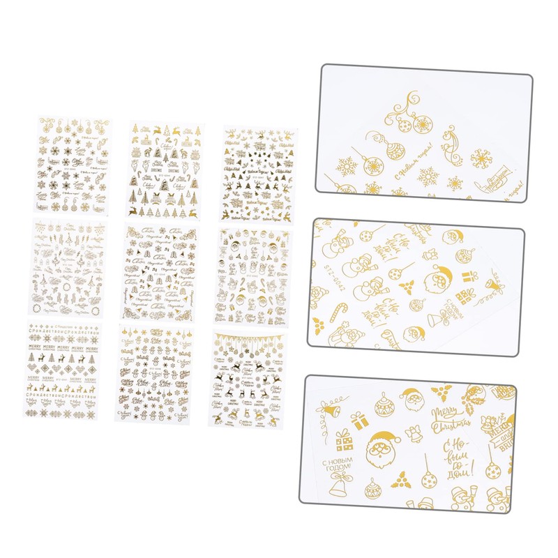 Healeved 3sets Cartoon Christmas Nail Art Stickers 3D Press Nails