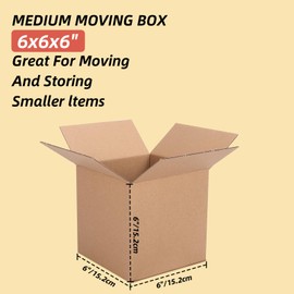 Schliersee 6x6x6 Shipping Boxes Mailers Set, Kraft Corrugated Cardboard Brown Square Box, Small Packaging Mailing Box, Pack of 6