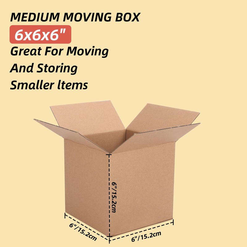 Schliersee 6x6x6 Shipping Boxes Mailers Set, Kraft Corrugated Cardboard Brown
