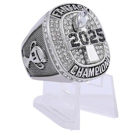 2025 Fantasy Football Championship Ring Award Prize Trophy Sports Winner FFL Champion Ring With Box (ring with stand, size 13)