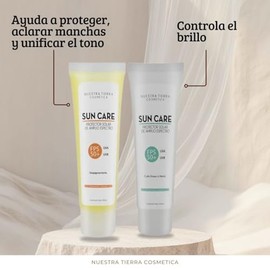 Nuestra Tierra Cosmética Sun Care Kit Protector Solar FPS 50+ Despigmentante y Cutis Graso Mixto, UVA y UVB, 100g