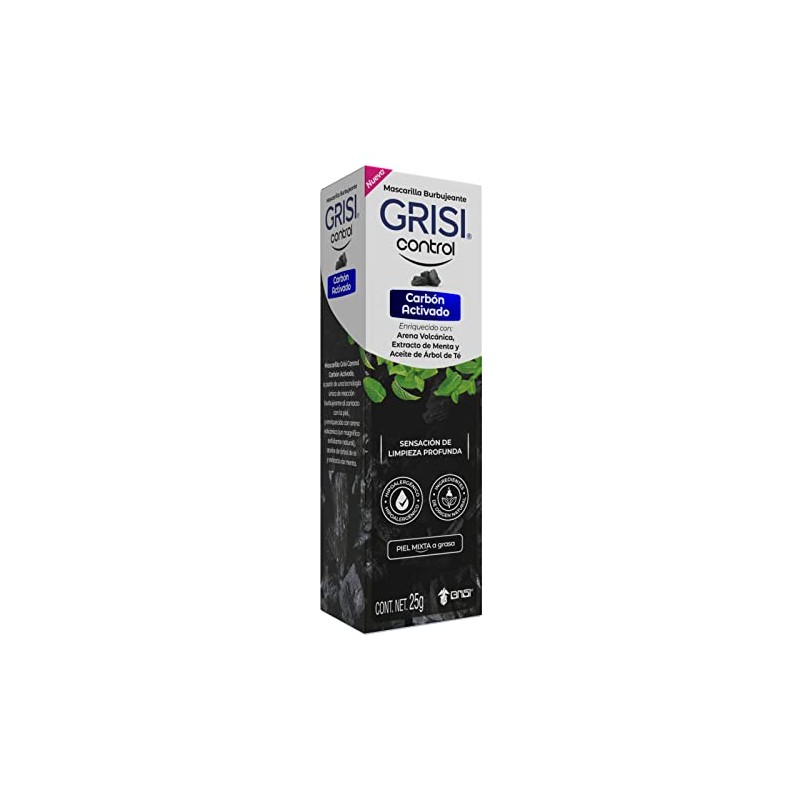 Grisi - Control, Mascarilla Burbujeante, Carbón Activado, Piel Mixta, 25