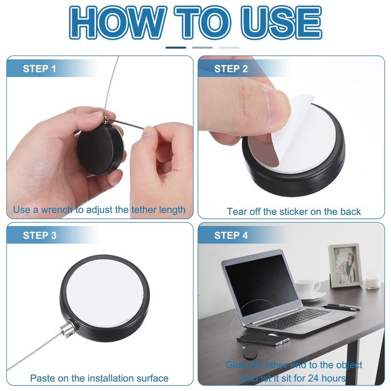 PATIKIL 1.5m / 4.9Ft Retractable Remote Control Tether, 2 Pcs