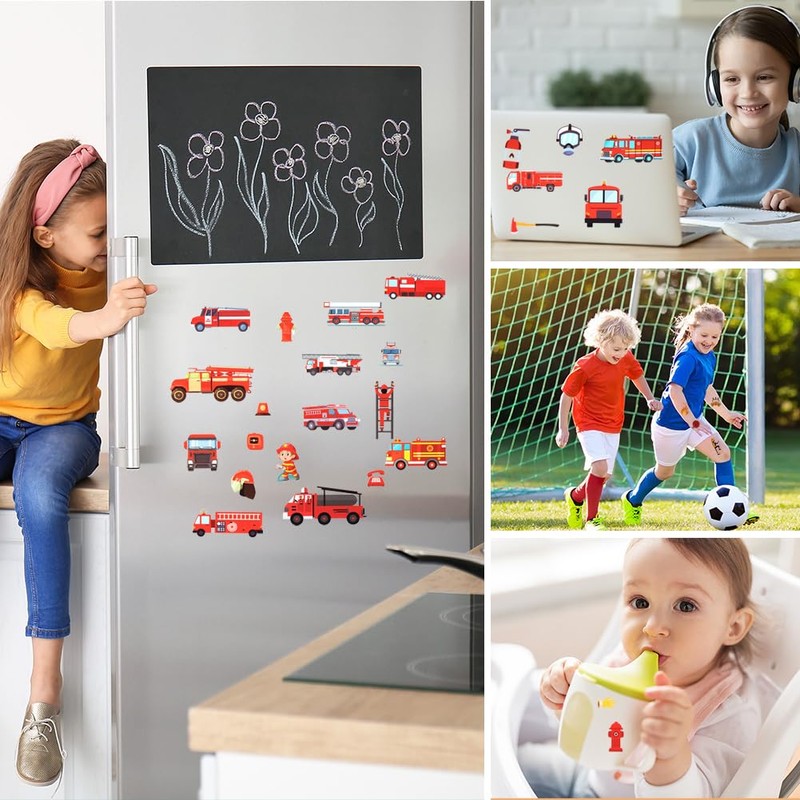 AOOWU Feuerwehr Tattoos für Kinder, 10 Blätter Feuerwehrauto Kindertattoos
