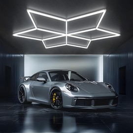 LED Hexagon Garage Lights- Aluminum Hexagon LED Lights,6500K 8910LM 81W Honeycomb LED Lights, Hexagon Shop Lights for Garage Workshop Basement Gym Warehouse