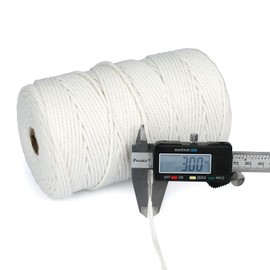 G2PLUS White Macrame Cotton Rope Cord 3MM Craft Cotton Twine String, 200M Durable Bakers Twine for DIY Crafts and Handmade Arts (White)