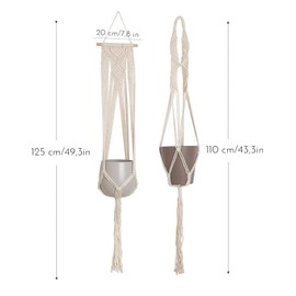TETSMG Macrame Hanging Basket, Indoor Hanging, Set of 2, Boho Decorative Macrame Hanging Basket with Hooks, Boho Room Decoration, Aesthetic, Cotton Rope Hanging Basket, Flower Pot, Hanging for Patios
