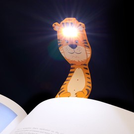 Flexilight Pal Reading Light | 2 in 1 Bookmark Book Light | LED Clip On Reading Lamp | Children and Adult Book Torch | Book Accessories | Gift for Readers, Book Lovers (Rechargeable, Tiger)
