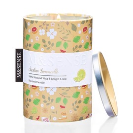 M&SENSE Sicilian Limoncello Scented Soy Candle, Spring Floral Aromatherapy Gift for Stress Relief, 60-Hour Burn Time Long-Lasting Fragrance, 11.3oz Relaxing Jar Candle for Mom