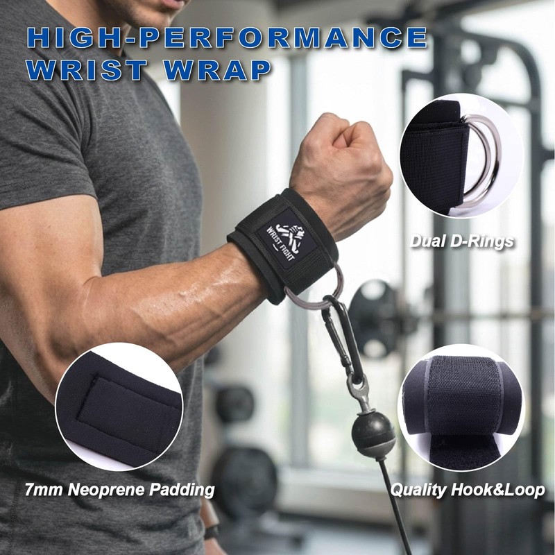 Wrist Cuffs with Dual D-Rings Lifting Straps Set with Mesh