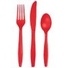Trendware Classic Red Plastic Assorted Cutlery, Serves 24