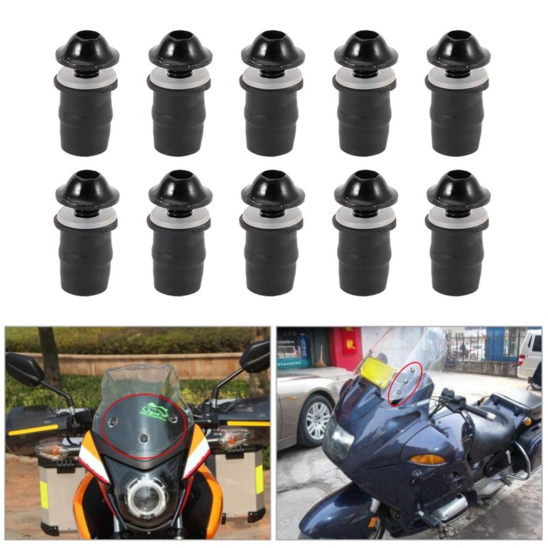 10Pcs Motorcycle Windshield Bolts Screws Kit, Universal Windscreen Bolts M5