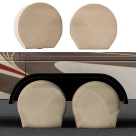 TCP Global Set of 4 Oxford Canvas Wheel Tire Covers for RV, Truck & Trailer, 27"-29" Diameter