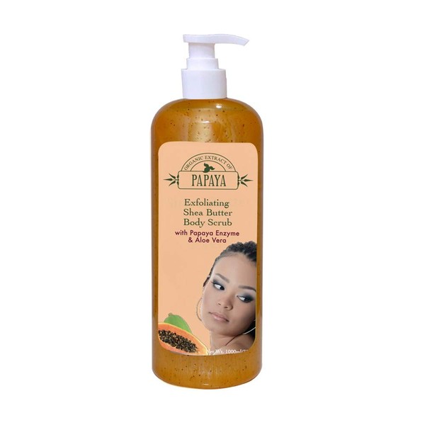 Organic Extract Of Papaya Exfoliating Body Wash | 33.8 Fl oz 1000ml | with Papaya Oil and Shea Butter