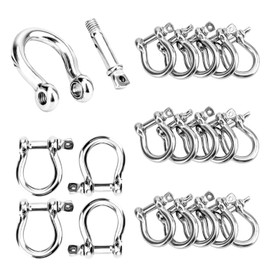 Biugaaufai 20 PCS 5/16 Inch D Ring Shackles, 304 Stainless Steel Anchor Shackle Lock, 8 mm Screw Pin Anchor Shackles for Towing, Trailer Chain Shackle for Industrial, Outdoor, Vehicle Recovery, 8 mm