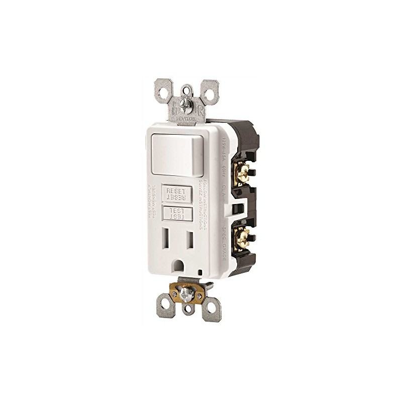 Leviton GFSW1-W Smartlockpro Tamper-Resistant Combo GFCI Receptacle & Switch with