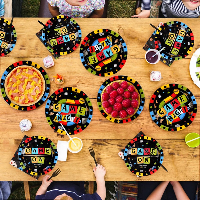 Grencian 96 Pcs Game Night Video Party Supplies Black Family