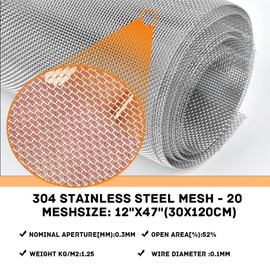 Wire Mesh Stainless Steel Woven Mesh 20 Mesh Metal Wire Window Screen Mesh Filter Screen Sheets for Vent Hole Garden Kitchen Home 30cm x 120cm