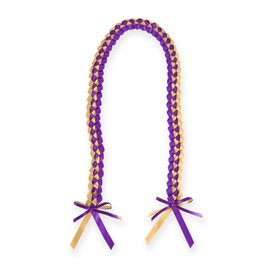 hhdatc Graduation Leis Class of 2024 Ribbon Lei Necklace Braided Necklaces gift for for Student Graduation Gifts Party Supplies（Yellow Purple）