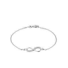 Amor Women's Infinity Bracelet 925 Sterling Silver Rhodium-Plated Zirconia White 19 cm 509992