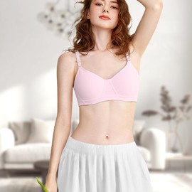 Phennie's Girls Training Bras Teens Sports Bras for Kids 8-10,10-12,12-14,14-16 Years Soft Cotton Wireless Light Padded Bralette (US, Numeric, 32, Regular, 5, Black+White+Skin+Dark Grey+Light Grey)