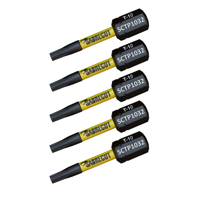 5 x SabreCut SCTP1032_5 32mm T10 TX10 Torx Tamper Proof
