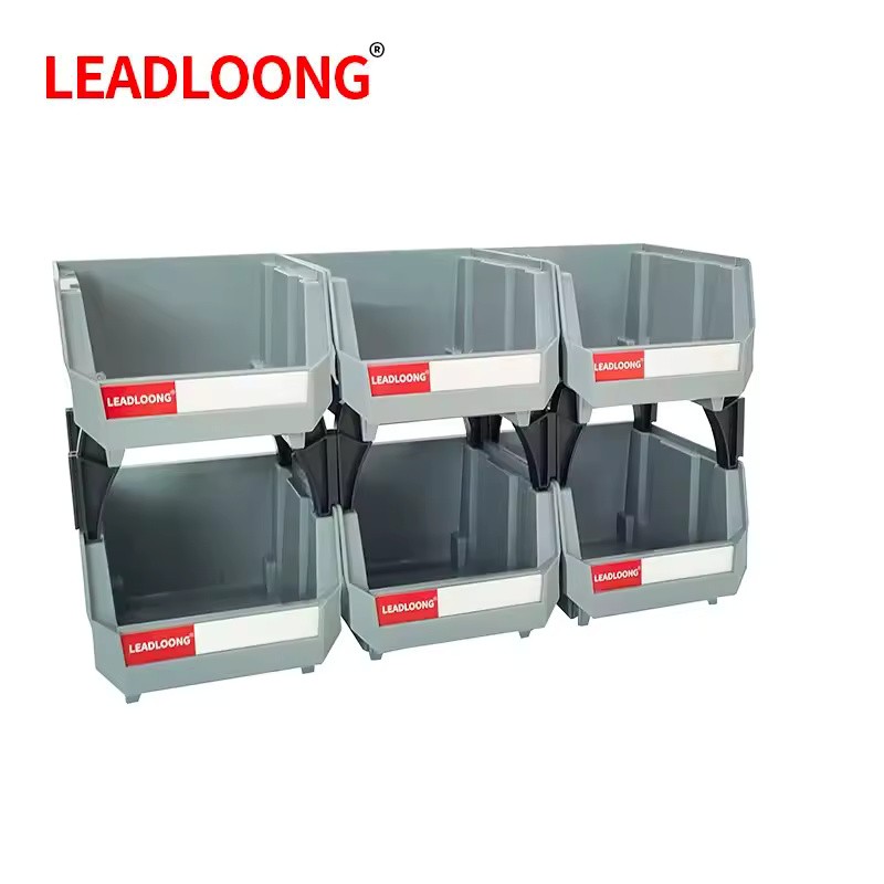 Stackable Plastic Parts Bins for Garage Tool Storage