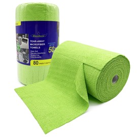 Greenfound Microfiber Cleaning Cloth Roll -80 Pack,Tear Away Microfiber Towels for Car,Reusable Paper Towels Washable,Absorbent,Lint Free Cleaning Rags for House,Kitchen,Window-11.5"×11.5"(Wave Green)