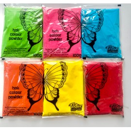 6 X100gms Holi Coloured Powder for Colour Run, Gender Reveal and Various Art