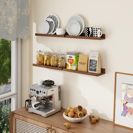 Axeman Picture Ledge Shelf | Floating Shelves for Wall Set of 4 | Rustic Picture Shelf for Wall with Ledge 16 Inch | Walnut Wall Shelves Display Shelves Storage Shelves Nursery Book Shelves