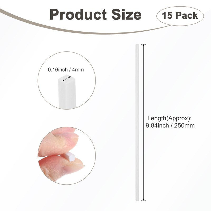 M METERXITY 15 Pack Square Plastic Bar Bars 4mm x