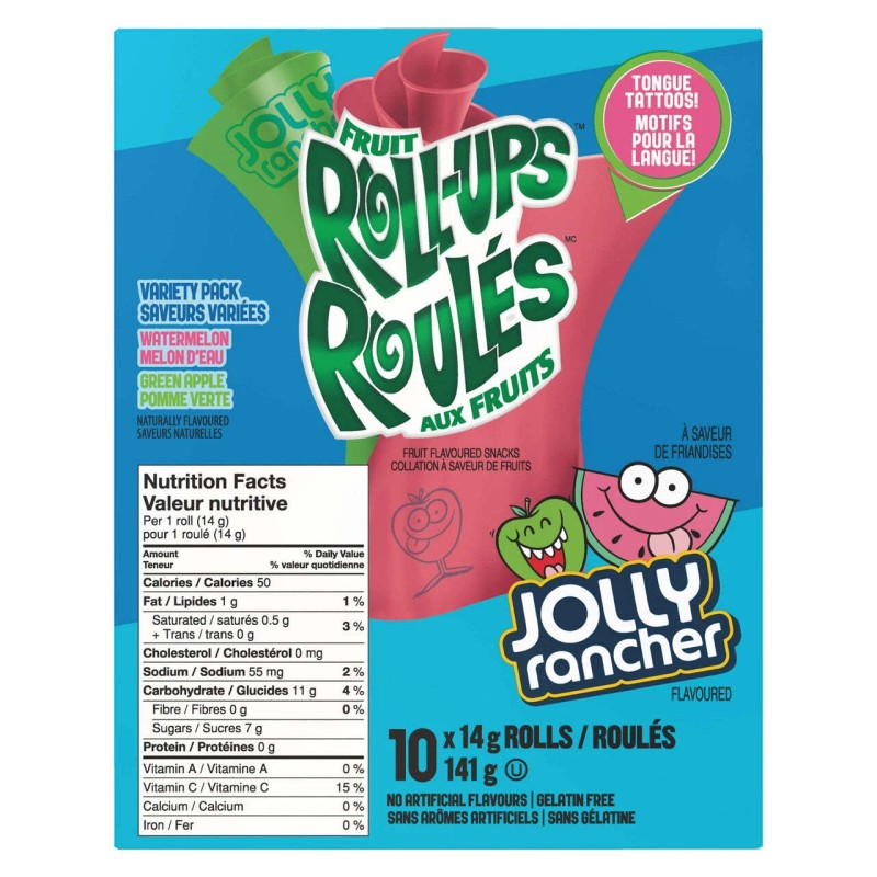 Hershey Jolly Rancher Fruit Roll-Ups, Gluten Free Flavoured Snacks, 141g/5
