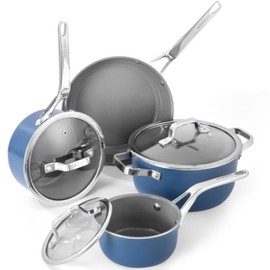 7 Piece Ceramic Cookware Set, Nonstick Pots and Pans Set for Dorm