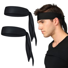 TNSLAND Pack of 2 Headbands for Men Women, Hair Band Men, Sweatband Forehead, Hair Band Sport, Headband Men's Sports, Bandana Black for Running Tennis Fitness Antiperspirant